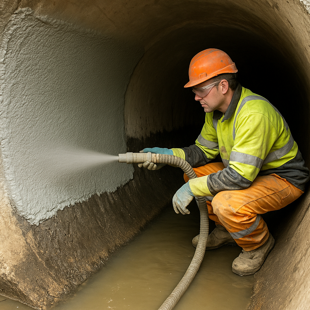 Application d’un revêtement aluminaté dans une conduite d’eaux usées